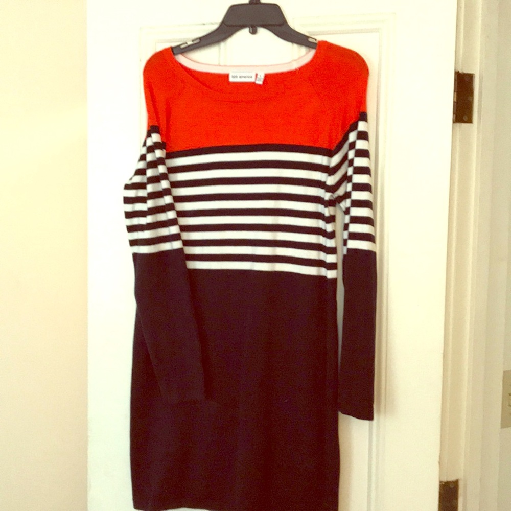 Blue white and orange sweater dress! EUC!